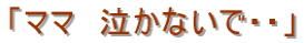 「ママ 泣かないで・・」